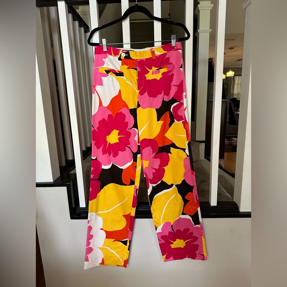 Gucci by Tom Ford SS 1999 Pink and Orange Trousers with Bold Floral Print